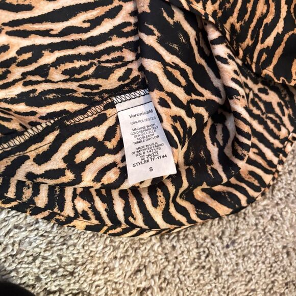 VERONICA M. Marina Women’s High Neck Halter Tie Top Size S Leopard Print - Picture 3 of 4